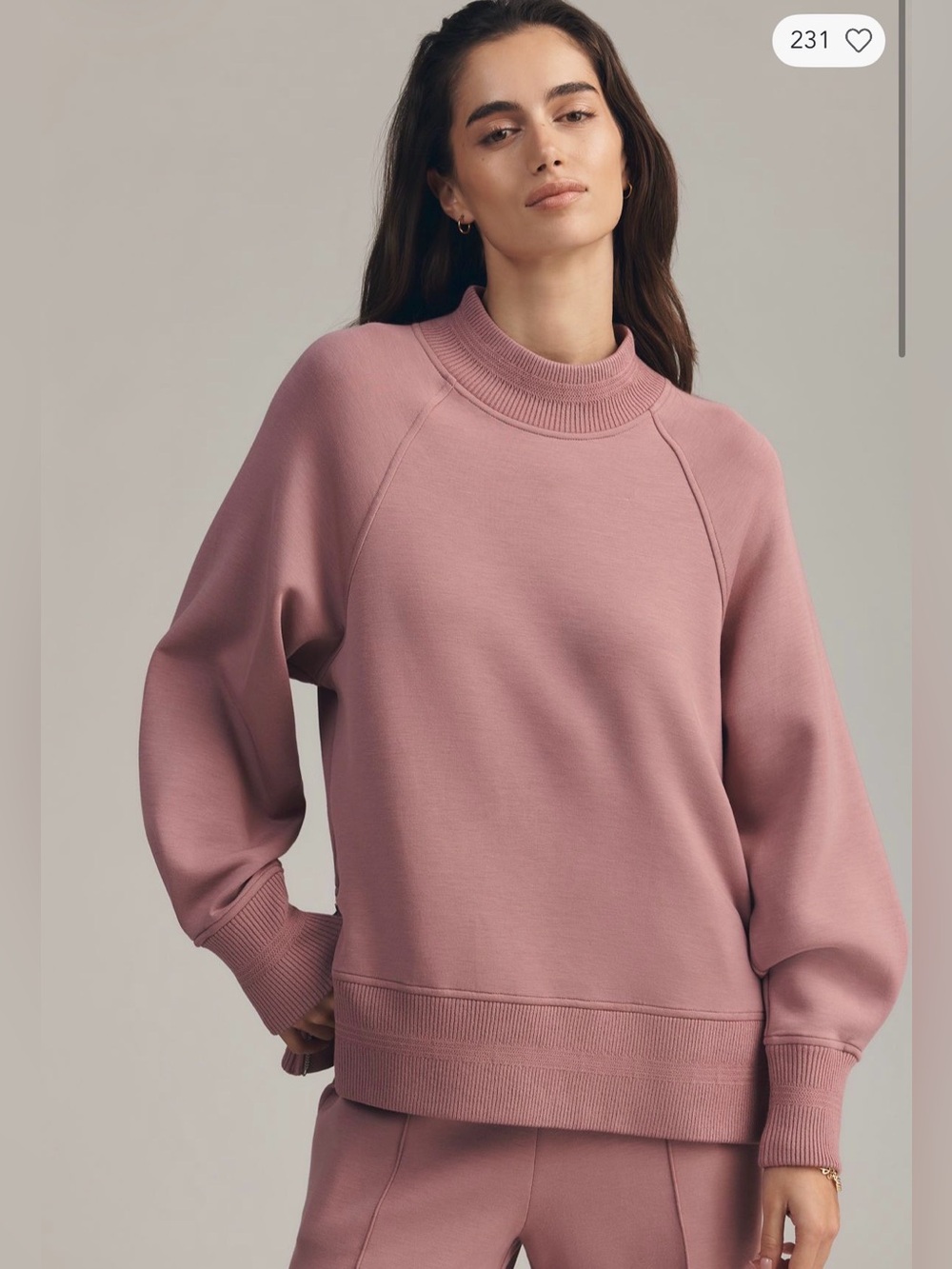 Varley Loxley Raglan Boyfriend Sweat in Mauve